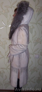 Шуба, стриженный бобер, капюшон из чернобурки, белая, - Изображение #2, Объявление #496584